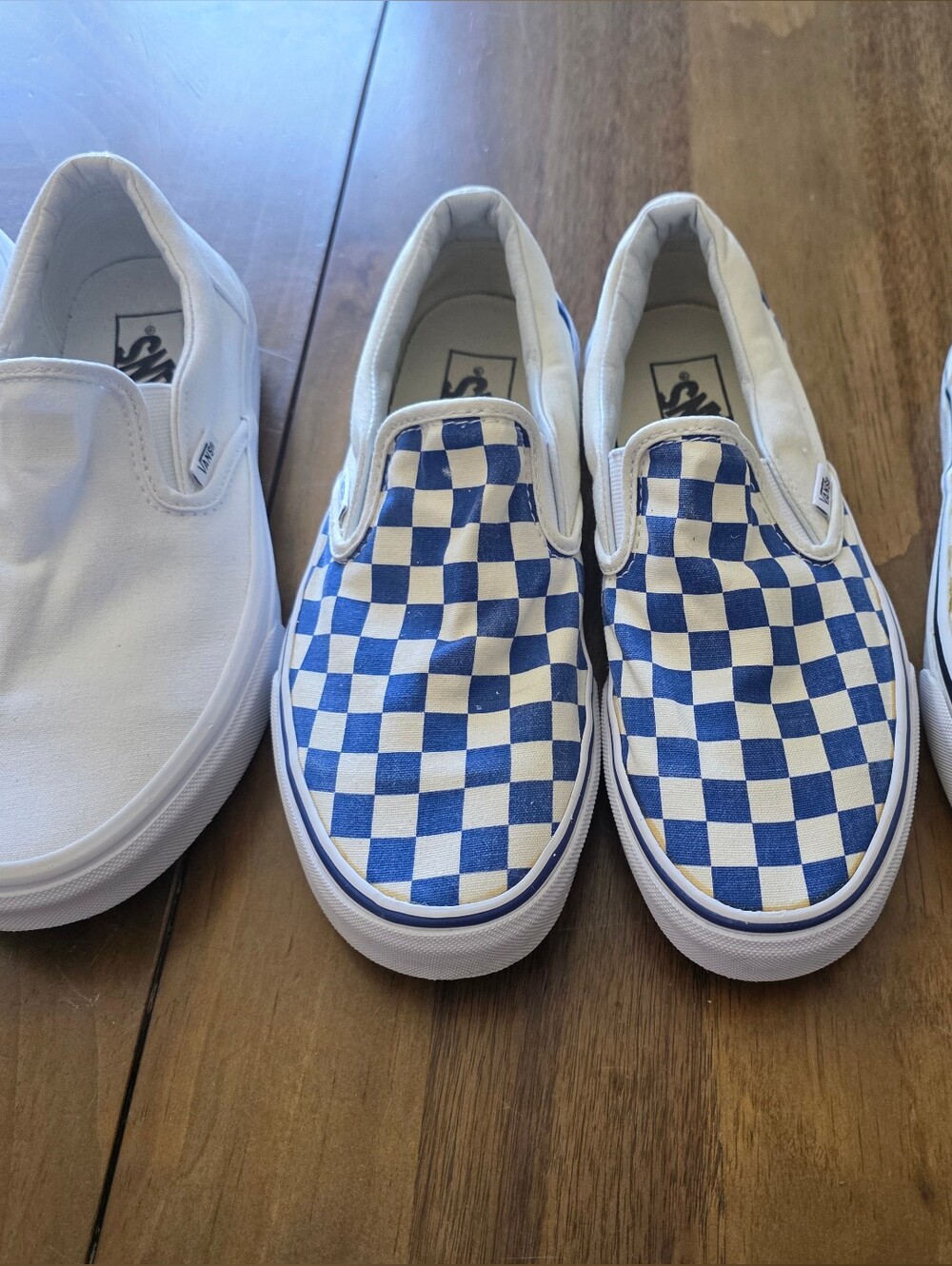 VANS Classic Check Slip-On Shoes Sz 7.5 Womens / 6 Mens Set 3 Low Top Sneakers - Picture 2 of 14